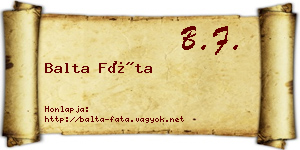 Balta Fáta névjegykártya